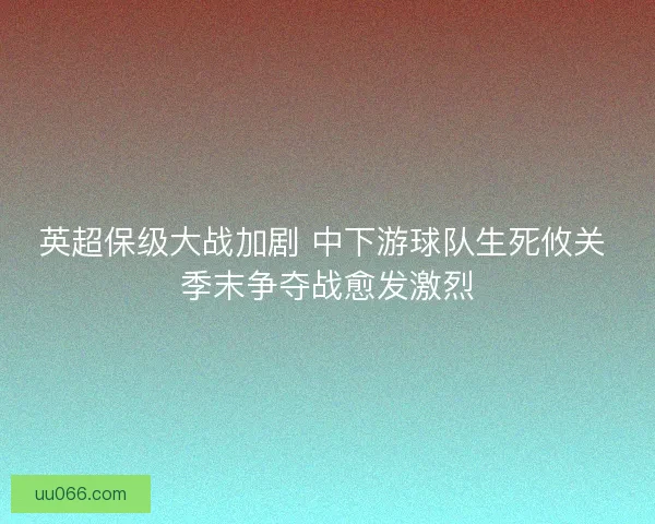英超保级大战加剧 中下游球队生死攸关 季末争夺战愈发激烈